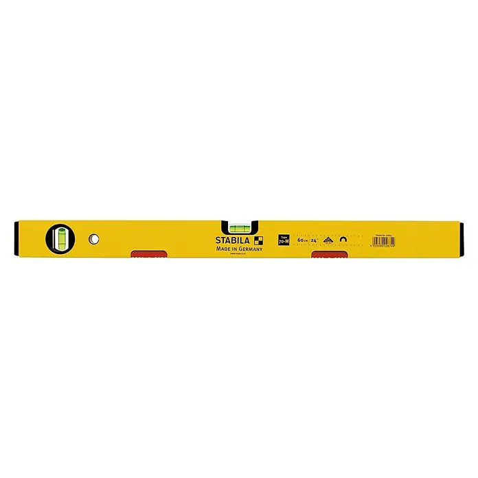 Stabila Wasserwaage Typ 70 M - Länge: 60 cm, Anzahl Libellen: 2 Stk. - Gelbe Stabila Wasserwaage, ein robustes Werkzeug zur präzisen Ausrichtung und Nivellierung bei Bau- und Heimwerkerprojekten.
