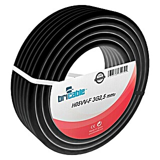Bricable Cable unipolar Fase (H05VV-F, Número de cables: 3, 2,5 mm², 10 m, Negro)