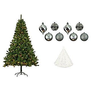 Árbol de Navidad artificial LED Canmore + decoración navideña (Altura: 120 cm)