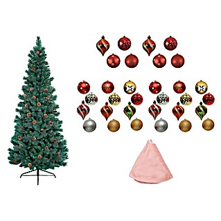 Árbol de Navidad artificial Norwich + decoración navideña (Altura: 180 cm)