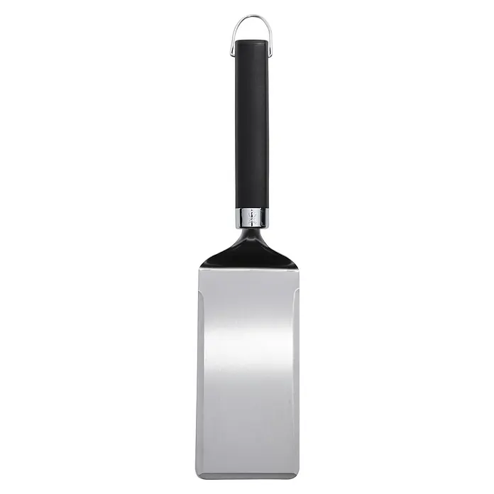 Weber Grillgutwender für Grillplatten - Länge: 41,5 cm - Wender mit schwarzem Griff und Aufhängeöse. Das Küchenutensil besteht aus robustem, rostfreiem Edelstahl und ist ideal zum Wenden von Speisen beim Kochen.