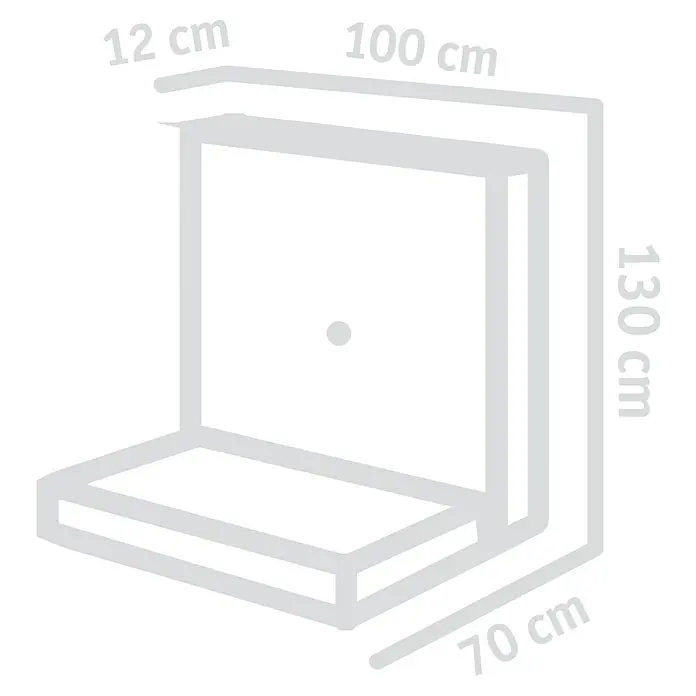 Diephaus L-Stein - 130 cm, 100 cm, Stärke: 12 cm, Grau - Abbildung eines Regals mit den Maßen 12 cm x 100 cm x 130 cm x 70 cm.