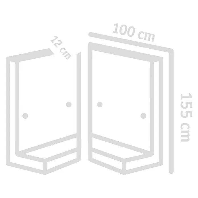 Diephaus L-Stein InneneckeBewehrt, Höhe: 155 cm, Breite: 100 cm, Stärke: 12 cm, Grau