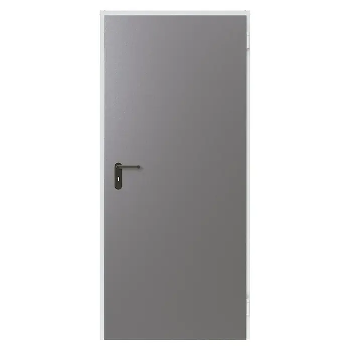 Padilla ZK-Element Classic Plus - 100 x 200 cm, DIN Anschlag: Rechts, Verzinkt - Eine moderne, graue Innentür mit einem eleganten, schwarzen Türgriff, perfekt für jedes zeitgenössische Zuhause.