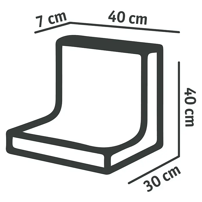 Diephaus L-Stein - 40 cm, 40 cm, Stärke: 7 cm, Anthrazit - Eckiger Sitzwürfel mit den Maßen 7x40x40x30 cm. Ideal für Sitzgelegenheiten und kreative Raumgestaltung.
