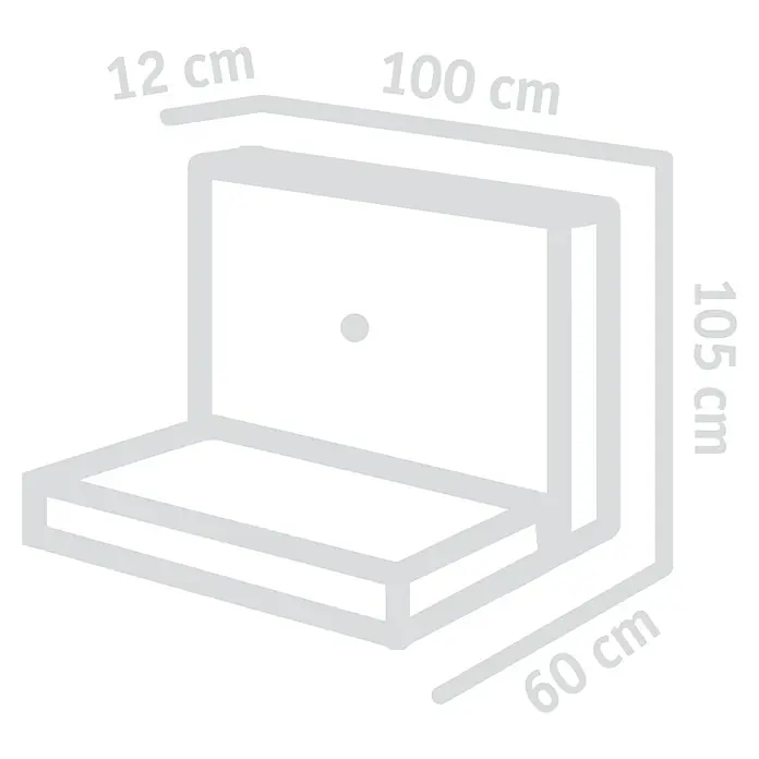 Diephaus L-Stein - 105 cm, 100 cm, Stärke: 12 cm, Grau - Abbildung eines Eckregals mit den Maßen 12x100x105x60 cm.