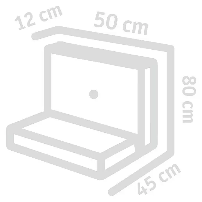 Diephaus L-Stein - 80 cm, 50 cm, Stärke: 12 cm, Grau - Graue Umrisse eines Sitzkissen-Sets mit Maßen: B 50cm, T 45cm, H 80cm, Dicke 12cm.