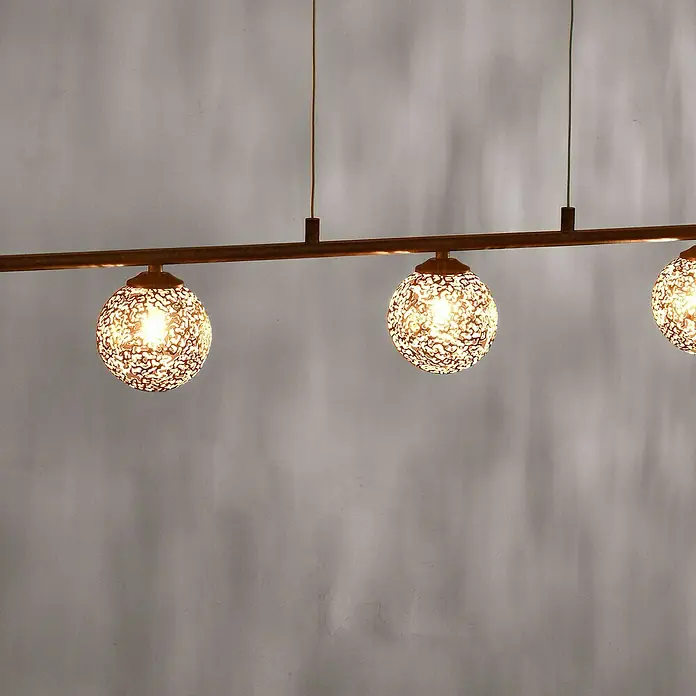 Paul Neuhaus Greta Lámpara colgante - G9, Altura: 150 cm - Elegante lámpara colgante con pantallas artísticas y esféricas. La luz crea un ambiente cálido y acogedor.