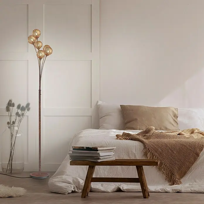 Paul Neuhaus Greta Lámpara de pie - Altura: 184 cm - Lámpara de pie con múltiples pantallas esféricas, ideal para espacios habitables y dormitorios acogedores. Proporciona una luz cálida y ambiental.