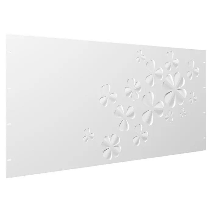 Gabio Zaunelement Glücksklee - 197,5 x 90 cm, Stahl, Weiß - Elegante, weiße Trennwand mit filigranem Kleeblattmuster, ideal für stilvolle Raumgestaltung und Privatsphäre. Blickfang für jeden Raum.