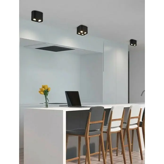 Trio Lighting Regleta Cookie - 35 W, Negro, GU10, Número de bombillas: 2 ud. - Los elegantes plafones negros con múltiples LEDs añaden un toque moderno a la cocina. Diseño elegante para un ambiente luminoso y acogedor.