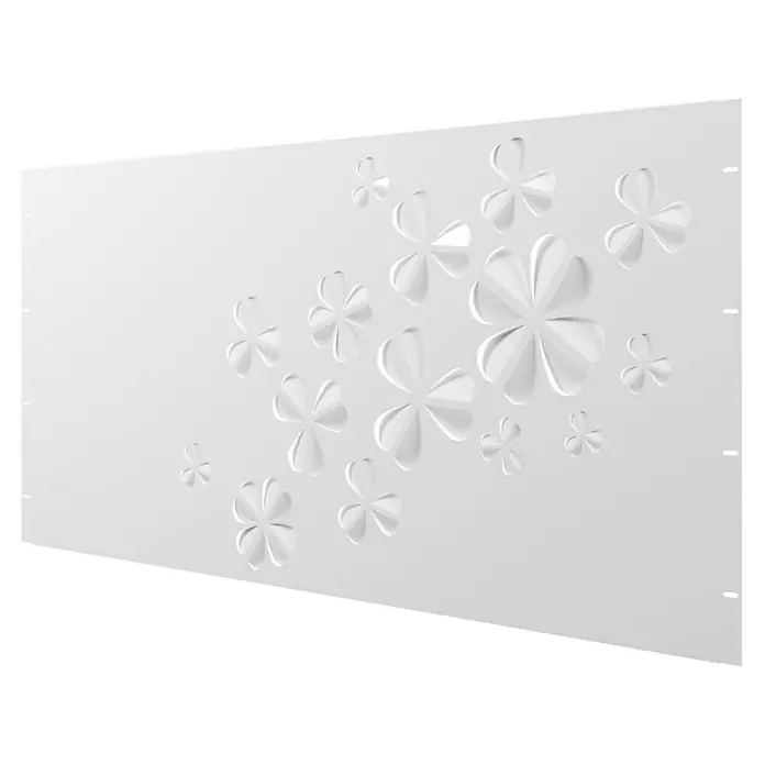 Gabio Zaunelement Glücksklee - 197,5 x 90 cm, Stahl, Weiß - Dekorative Sichtschutzplatte mit einem stilvollen Blumenmuster. Ideal für den Innen- und Außenbereich, bietet Privatsphäre mit Ästhetik.