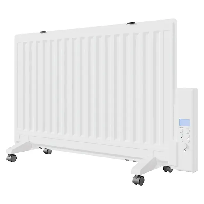 Voltomat HEATING Ölradiator - 800 W, Raumgröße bis ca. 8 m², Weiß - Ein weißer, tragbarer Heizkörper mit digitaler Steuerung für flexible Wärme in Ihrem Zuhause.