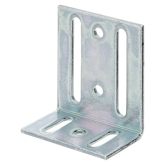 Stabilit Escuadra regulable - L x An x Al: 75 x 35 x 65 mm, Acero, Zincado - Escuadra de metal con ranuras y orificios para una fijación segura, ideal para bricolaje y aplicaciones profesionales.