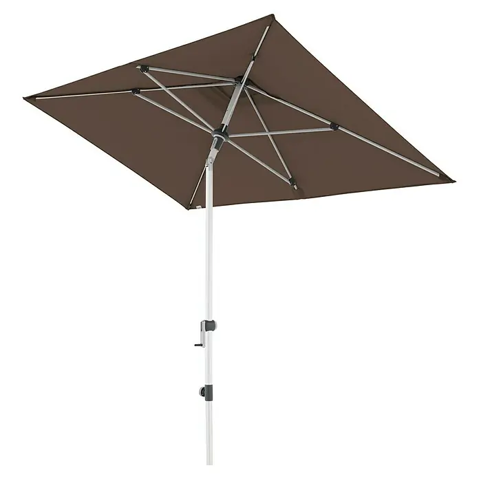 Doppler Expert Marktschirm Auto Tilt - Greige, Bespannungsmaß (L x B): 140 x 220 cm - Der braune rechteckige Sonnenschirm spendet Schatten und schützt vor der Sonne. Ideal für Garten und Terrasse.