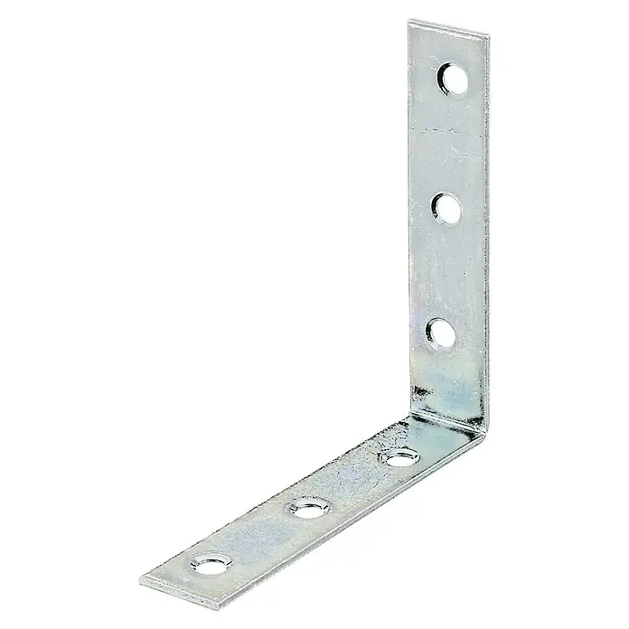Stabilit Escuadra de silla - L x An: 90 x 90 mm, Acero, Zincado, Espesor: 20 mm - Un soporte de ángulo plateado con múltiples agujeros para un montaje seguro, perfecto para la construcción de madera y reparación de muebles.