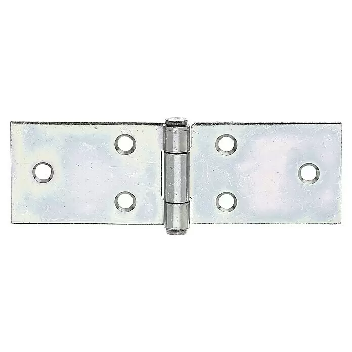 Stabilit Bisagra - L x An: 32 x 100 mm, Acero, Zincado - Bisagra metálica plateada con seis orificios para tornillos, colocada plana.