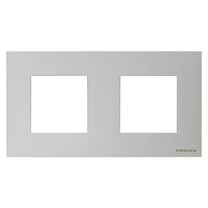 Niessen Zenit Marco - Plateado, Modelo de mecanismos: x 2, Plástico - Marco embellecedor gris claro de 2 módulos con dos aberturas cuadradas para interruptores o enchufes.