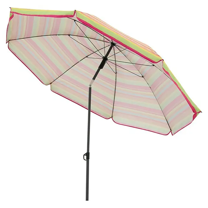 Derby Strandschirm Como - Bunt gestreift, Durchmesser Bespannung: 165 cm - Farbig gestreifter Sonnenschirm mit stabilem Gestell. Ideal für Garten, Terrasse oder Balkon, bietet er stilvollen Schutz vor der Sonne.
