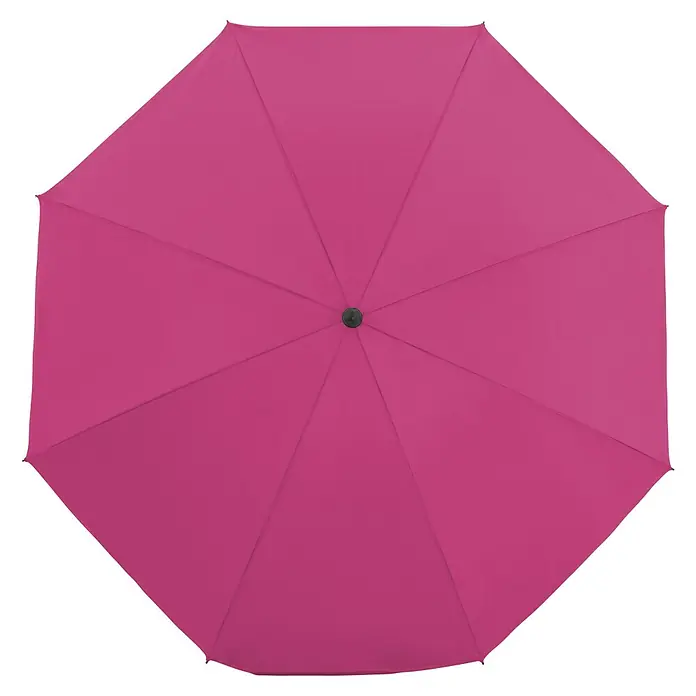 Derby Strandschirm Como - Pink, Durchmesser Bespannung: 165 cm - Nahaufnahme eines geöffneten, pinkfarbenen Regenschirms, der von oben fotografiert wurde. Das Produkt ist ein stylischer Regenschutz.