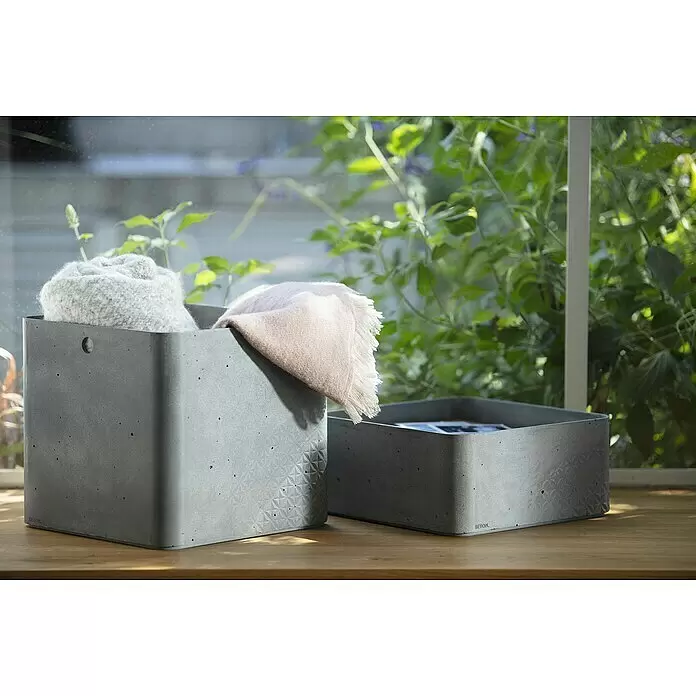 Curver Aufbewahrungsbox Beton L - L x B x H: 28 x 28 x 13 cm, Material: Kunststoff, Beton - Stimmungsaufnahme