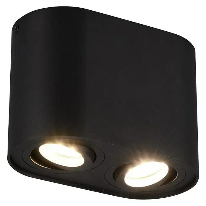 Trio Lighting Regleta Cookie - 35 W, Negro, GU10, Número de bombillas: 2 ud. - Un aplique de pared moderno en negro mate con dos focos LED integrados que emiten una luz cálida y dirigida.
