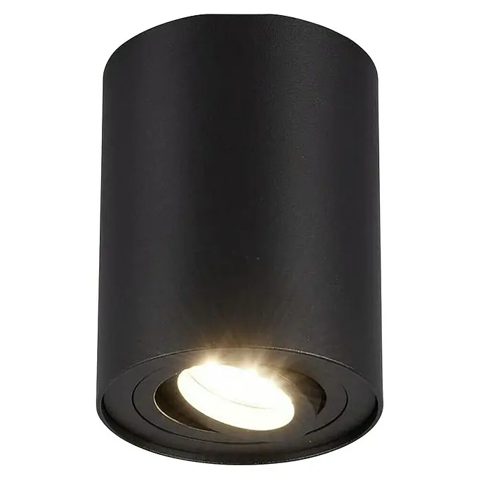 Trio Lighting Foco de pared Cookie - 35 W, Ø x Al: 9 x 12 cm, Negro, GU10 - Lámpara de techo negra con luz cálida. El diseño moderno es ideal para espacios minimalistas y proporciona iluminación elegante.