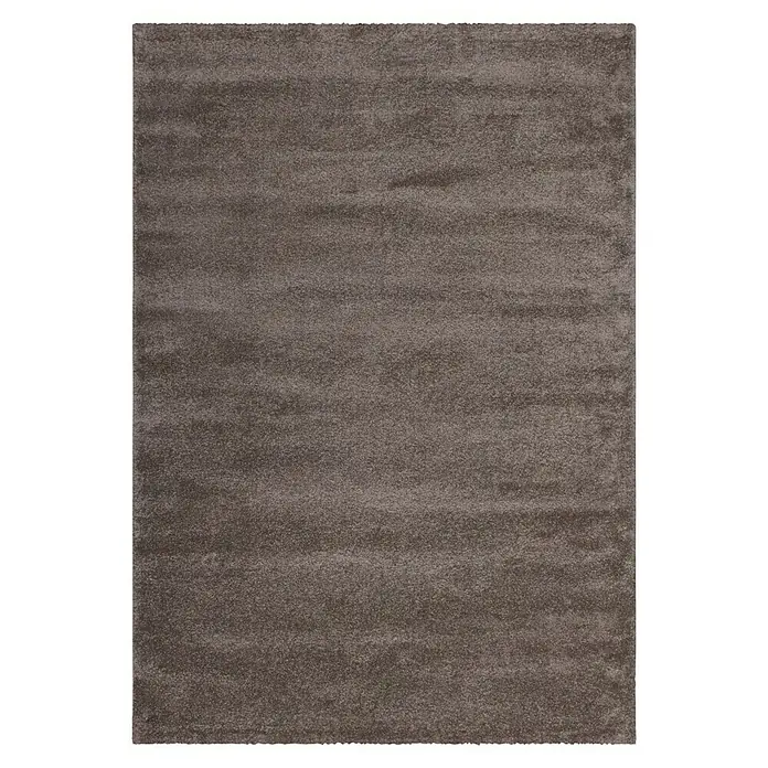 Kurzflorteppich Softtouch - Hellbraun, 150 x 80 cm, 100 % Polypropylen (Flor) - Ein Nahaufnahme eines rechteckigen, braunen Teppichs mit einer subtilen Textur und Farbvariationen, ideal für Wohnräume.