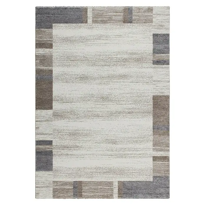 Kurzflorteppich Feeling 500 - Beige/Silber, 170 x 120 cm, 100 % Polypropylen (Flor) - Moderner rechteckiger Teppich mit geometrischem Muster in Grau- und Brauntönen, ideal für ein stilvolles Zuhause.