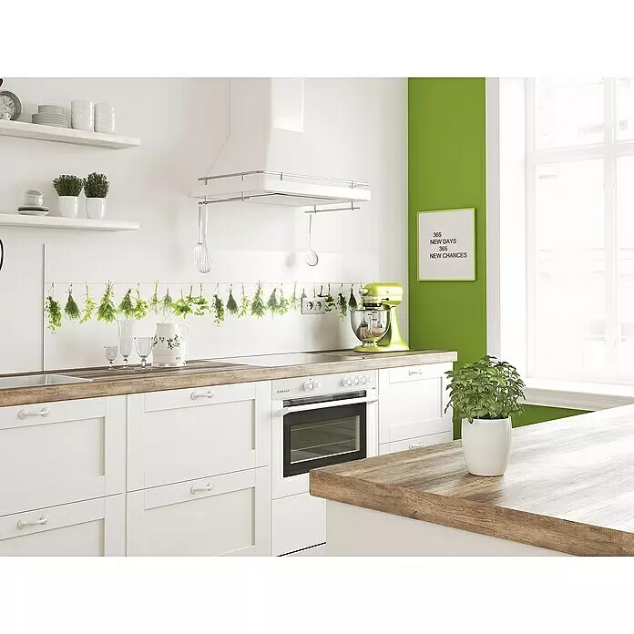 Küchenrückwand WandArt easy - Herbs Line, 120 x 58,5 cm, Stärke: 3 mm, Schichtstoff - Stimmungsaufnahme