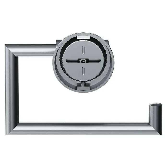 Camargue Paris Toilettenpapierhalter - Ohne Deckel, Edelstahl, Gebürstet - Graue Toilettenpapierhalterung mit einem runden Knopf zum Öffnen. Eine elegante Lösung für jedes Badezimmer, die Funktionalität und Design verbindet.