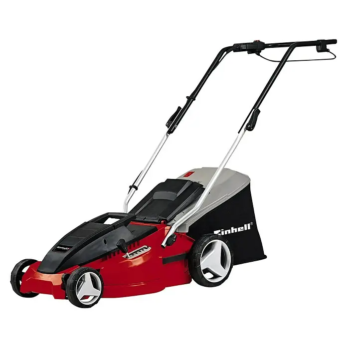 Einhell Elektro-Rasenmäher GC-EM 1742 - 1.700 W, Schnittbreite: 42 cm - Roter Einhell Akku-Rasenmäher mit Fangkorb und verstellbarem Griff für bequemes Rasenmähen im Garten.