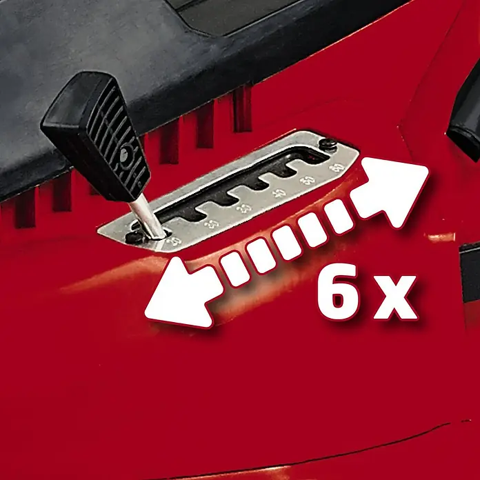Einhell Elektro-Rasenmäher GC-EM 1742 - 1.700 W, Schnittbreite: 42 cm - Bild einer Heckenschere mit 6-fach verstellbarer Schnitthöhe für präzise Ergebnisse.