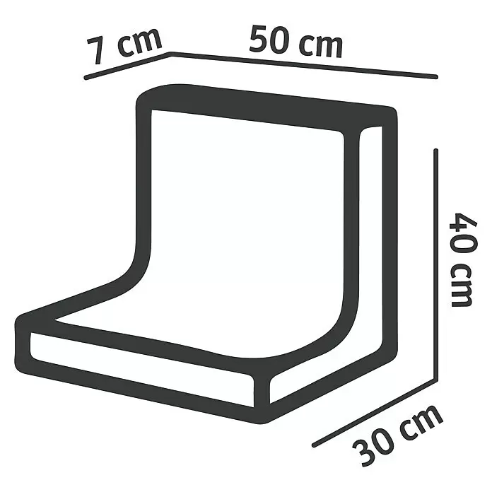 Diephaus L-Stein - 40 cm, 50 cm, Stärke: 7 cm, Anthrazit - Dunkelgraues L-förmiges Kissen mit den Maßen 50x40x30 cm und 7 cm Dicke.