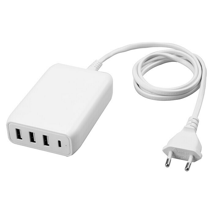 BAUHAUS USB-Ladegerät Quick Charger (4-fach, Weiß, USB-A-Buchse, USB-C-Buchse,  Max. Leistung: 45 W)