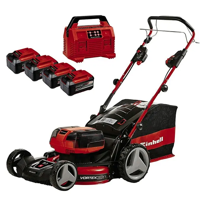 Einhell Professional Power X-Change 18V Akku-Rasenmäher GP-CLM 47 S HW Li - 36 V, 4 Akkus, 5,2 Ah, Schnittbreite: 47 cm - Akku-Rasenmäher von Einhell mit Akkus und Ladegerät, ideal für die Gartenarbeit.