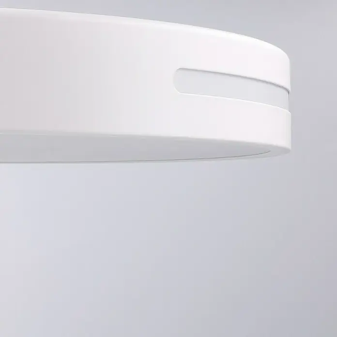 Forlight Plafón LED redondo Stilish - 23 W, Ø x Al: 40 x 5 cm, Blanco, Blanco frío - Primer plano de una lámpara de techo blanca moderna con un diseño sencillo y redondo y una tira de luz integrada.