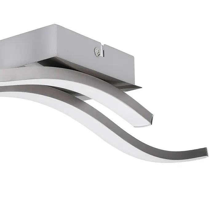 Forlight Plafón LED - 12 W, L x An x Al: 9 x 57 x 7 cm, Níquel, Blanco, Blanco neutro - Lámpara de techo LED moderna con un diseño curvo para una iluminación elegante de la habitación. De color plateado y eficiente energéticamente.
