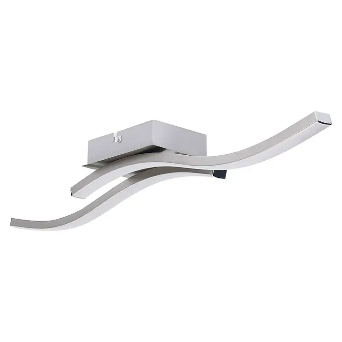 Forlight Plafón LED - 12 W, L x An x Al: 9 x 57 x 7 cm, Níquel, Blanco, Blanco neutro - Lámpara de techo LED moderna con brazos curvos en plata, creando un ambiente elegante y proporcionando una iluminación brillante.
