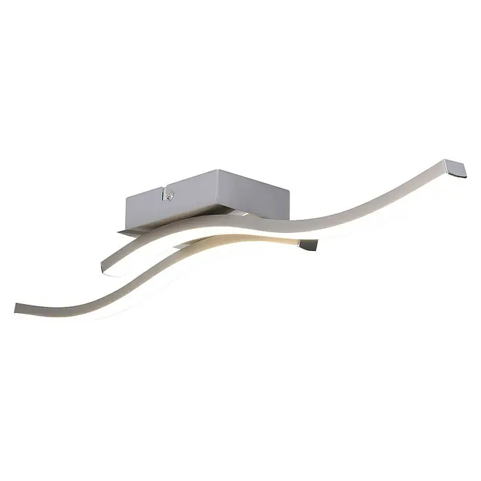 Forlight Plafón LED - 12 W, L x An x Al: 9 x 57 x 7 cm, Níquel, Blanco, Blanco neutro - Lámpara de techo LED moderna con brazos curvos en plata, que proporciona una iluminación brillante y uniforme. Una solución de iluminación elegante para cualquier habitación.
