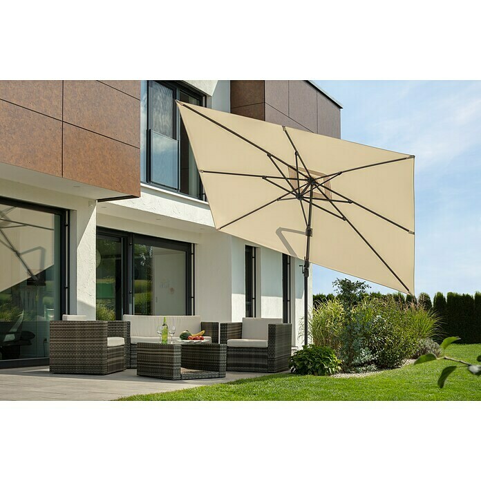 Schneider Classic Ampelschirm Rhodos Twist (Natur, Bespannungsmaß (L x B): 260 x 350 cm) | BAUHAUS