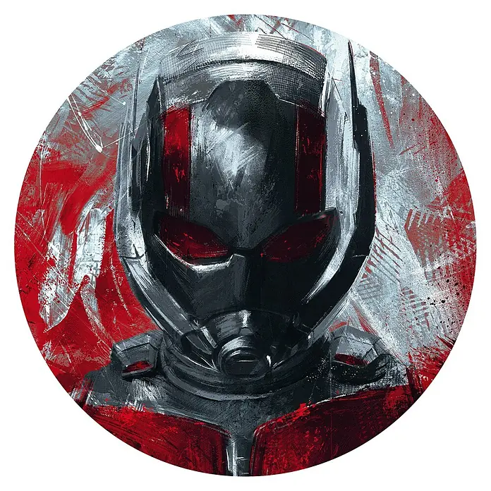 Komar Dots Fototapete rund Avengers Paint Ant-Man - 125 cm, Selbstklebend - Ant-Man Helmartwork auf rundem, schwarzem Hintergrund. Ideal für Fans des Marvel Universums.