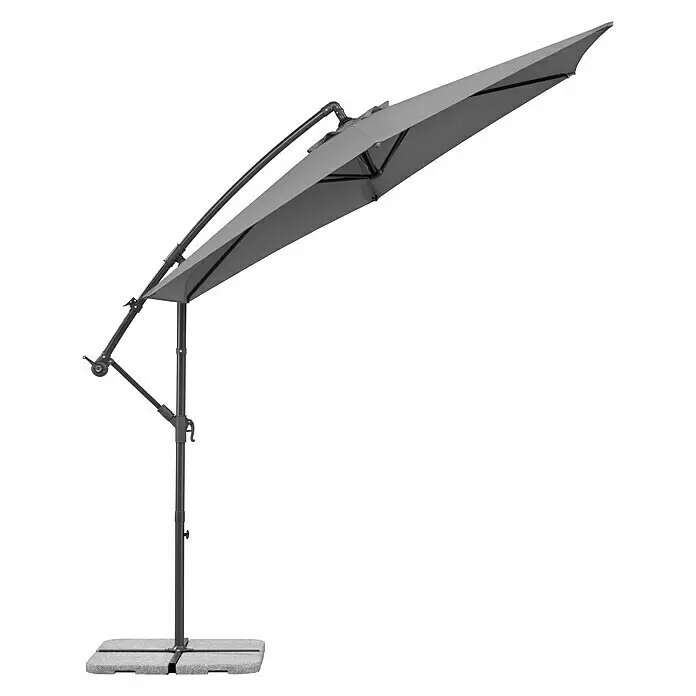 Schneider Classic Ampelschirm rund Venus - Anthrazit, Durchmesser Bespannung: 300 cm - Grauer Freiarmschirm für die Terrasse mit stabilem Metallrahmen und schwerem Fuß.