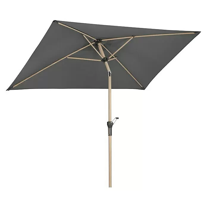 Schneider Classic Marktschirm Cordoba - Anthrazit, Bespannungsmaß (L x B): 230 x 150 cm - Dunkelgrauer, quadratischer Gartenschirm mit Holzstange und Gestell, ausgestattet mit Kurbelmechanismus.