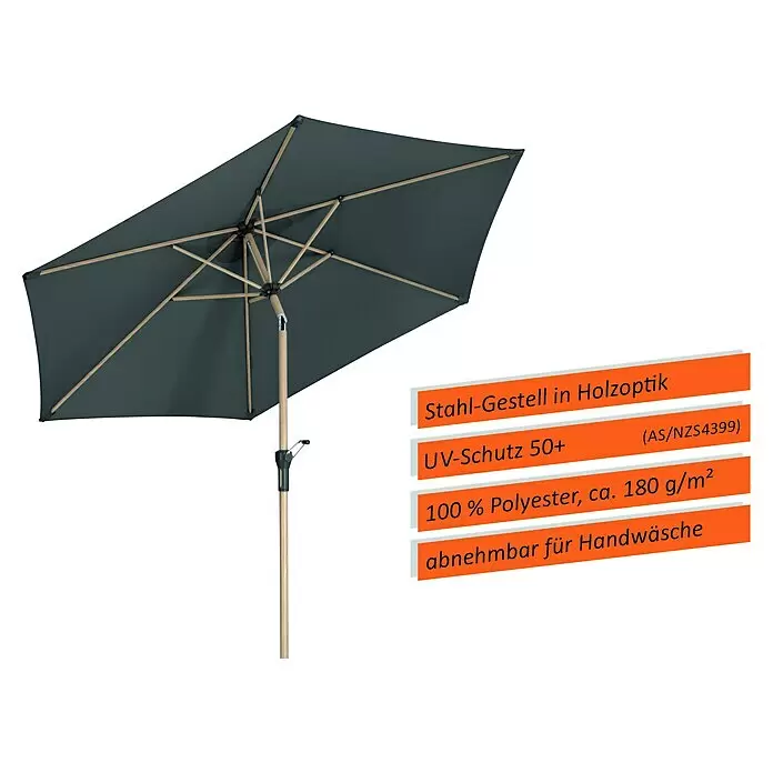 Schneider Classic Marktschirm rund Cordoba - Anthrazit, Durchmesser Bespannung: 270 cm - Informationsansicht