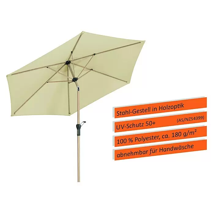 Schneider Classic Marktschirm rund Cordoba - Natur, Durchmesser Bespannung: 270 cm - Informationsansicht