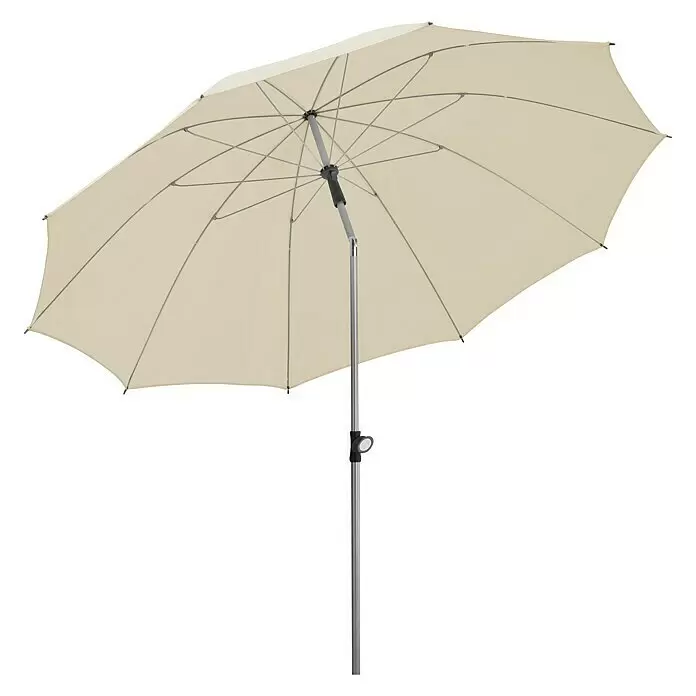Schneider Classic Marktschirm rund Locarno - Natur, Durchmesser Bespannung: 220 cm - Cremefarbener Sonnenschirm mit silbernem Metallgestell.