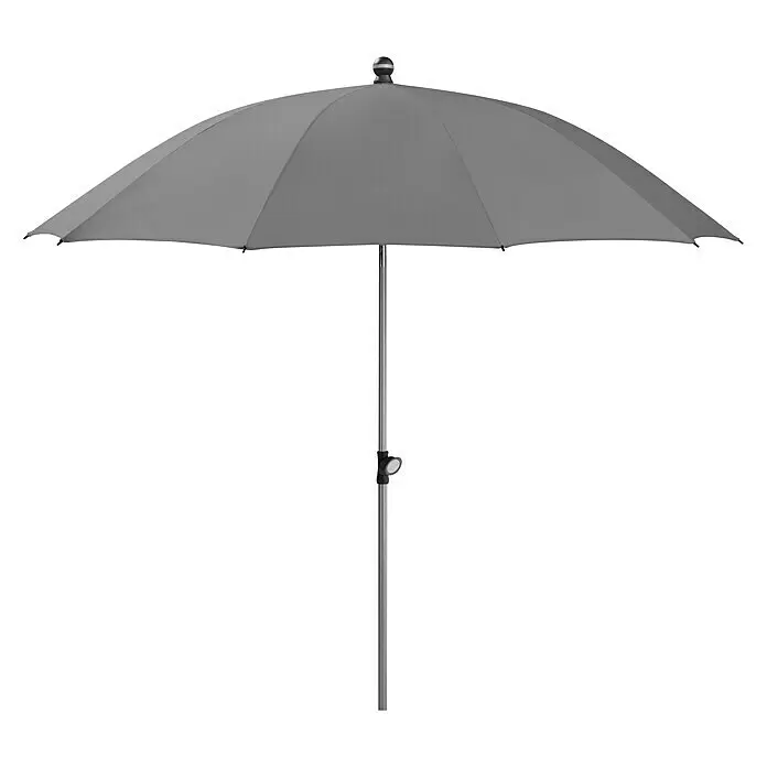 Schneider Classic Marktschirm rund Locarno - Anthrazit, Durchmesser Bespannung: 220 cm - Grauer Sonnenschirm mit Metallstange, geöffnet für Schatten.