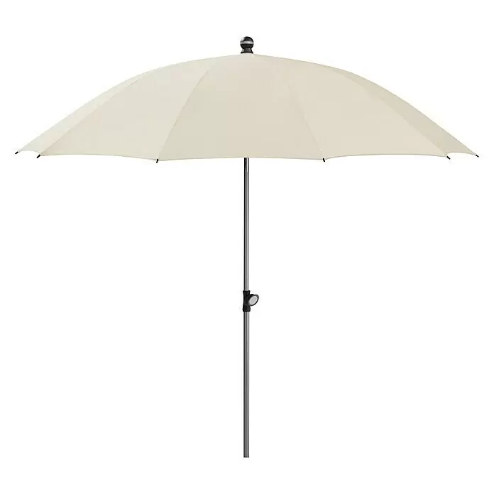 Schneider Classic Marktschirm rund Locarno - Natur, Durchmesser Bespannung: 220 cm - Cremefarbener Sonnenschirm mit silbernem Mast.
