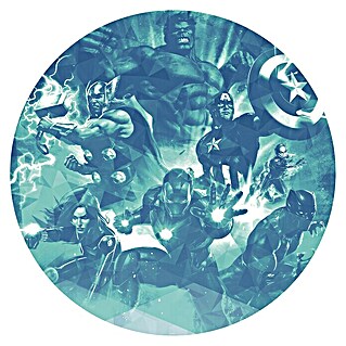 Komar Dots Fototapete rund Avengers Blue Power (125 cm, Selbstklebend)
